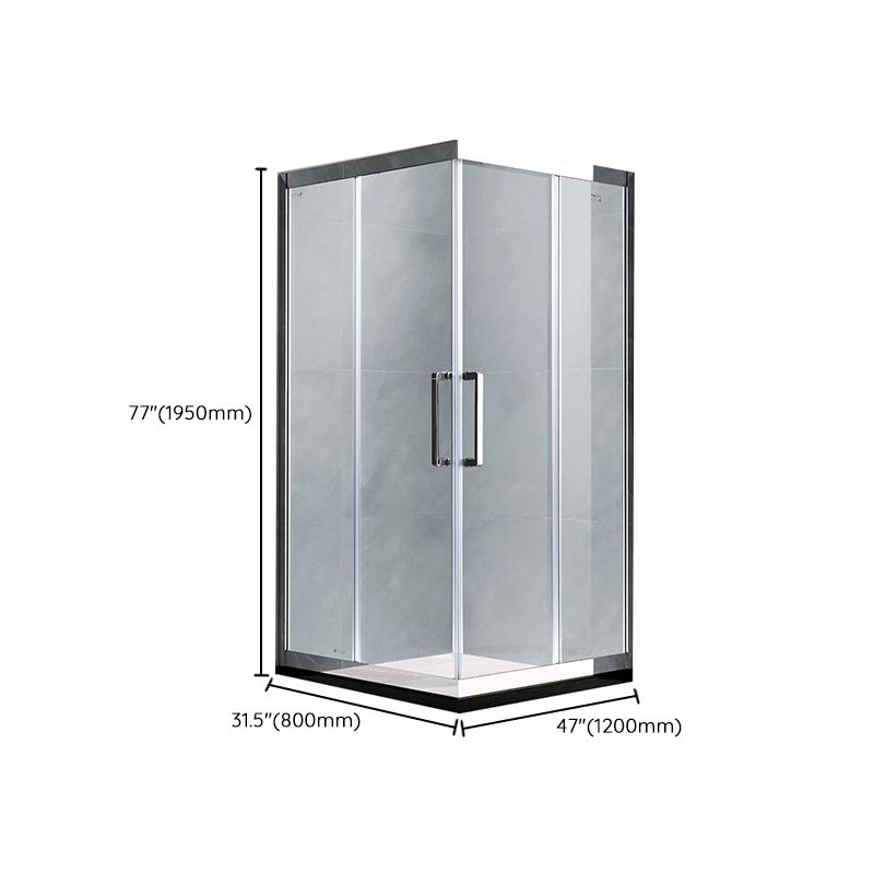 Framed Tempered Glass Shower Kit Corner Double Sliding Shower Kit Clearhalo 'Bathroom Remodel & Bathroom Fixtures' 'Home Improvement' 'home_improvement' 'home_improvement_shower_stalls_enclosures' 'Shower Stalls & Enclosures' 'shower_stalls_enclosures' 'Showers & Bathtubs' 1200x1200_076c8d48-38ee-42af-b6a2-1d957c599c81