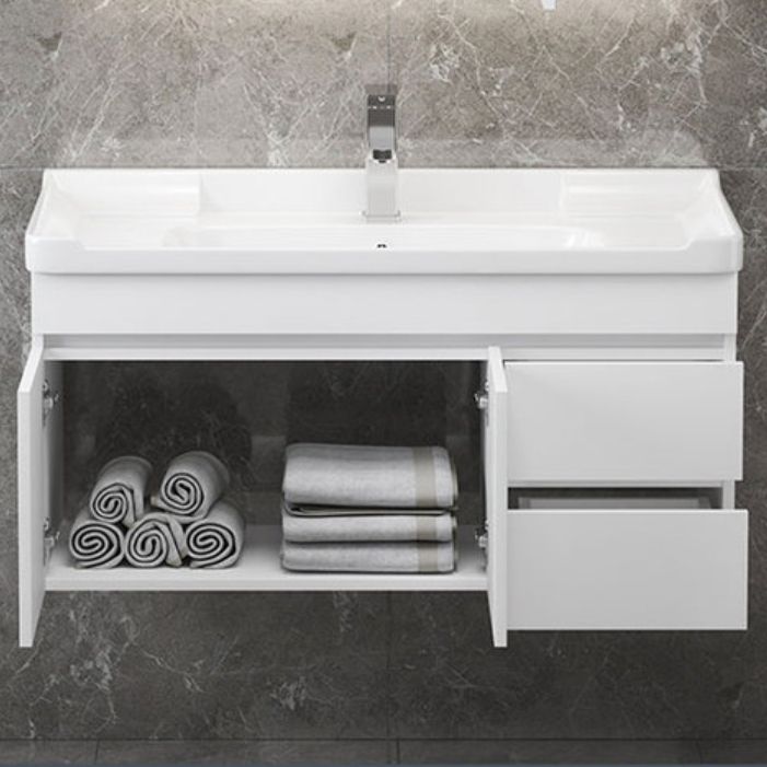 Wall Mount Single Bathroom Vanity Modern White Rectangular Wood Vanity Set Clearhalo 'Bathroom Remodel & Bathroom Fixtures' 'Bathroom Vanities' 'bathroom_vanities' 'Home Improvement' 'home_improvement' 'home_improvement_bathroom_vanities' 1200x1200_0799073f-b51e-4a7c-bdbf-ada6984bb277