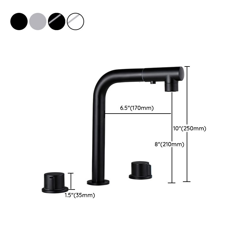 Pull-out Widespread Sink Faucet 2-Handle Vessel Sink Faucet with Angle Valve and Drain Clearhalo 'bathroom_sink_faucets' 'Conjunta de Baño y Conjunta de Grifo' 'Coronamiento de Baño y Dispositivo de Baño' 'Grifo del lavabo del baño' 'Hogar' 'home_improvement' 'home_improvement_bathroom_sink_faucets' 'Mejoras para el hogar' 1200x1200_07de6f1b-a845-4001-97b2-c9ed94a659ea