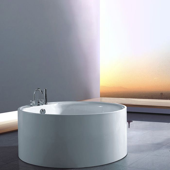 Round Acrylic Soaking Bathtub Modern Stand Alone Back to Wall Tub Clearhalo 'Bathroom Remodel & Bathroom Fixtures' 'Bathtubs' 'Home Improvement' 'home_improvement' 'home_improvement_bathtubs' 'Showers & Bathtubs' 1200x1200_0806c0e1-e25d-4e00-8357-556a2e20e5b2