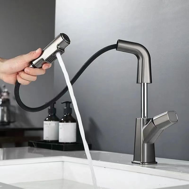 Single Handle Faucet Contemporary Style Sink Faucet for Bathroom Clearhalo 'Bathroom Remodel & Bathroom Fixtures' 'Bathroom Sink Faucets' 'Bathroom Sinks & Faucet Components' 'bathroom_sink_faucets' 'Home Improvement' 'home_improvement' 'home_improvement_bathroom_sink_faucets' 1200x1200_0809e81c-531b-4d4c-a4f0-59d29a3858a7