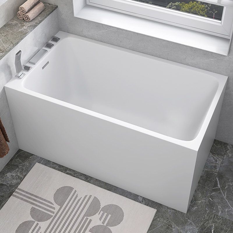 Modern White Acrylic Rectangle Bathtub Back to Wall with Drain Bath Tub Clearhalo 'Bathroom Remodel & Bathroom Fixtures' 'Bathtubs' 'Home Improvement' 'home_improvement' 'home_improvement_bathtubs' 'Showers & Bathtubs' 1200x1200_084099b5-83c6-4107-8a61-01634587fc11