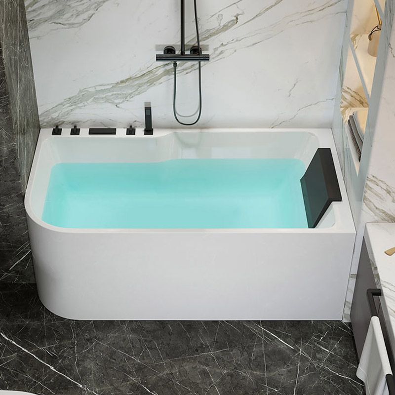 Modern White Rectangle Acrylic Bathtub Back to Wall with Drain Bath Tub Clearhalo 'Bathroom Remodel & Bathroom Fixtures' 'Bathtubs' 'Home Improvement' 'home_improvement' 'home_improvement_bathtubs' 'Showers & Bathtubs' 1200x1200_0866cd78-a1bc-46a7-b974-55cab5281b14