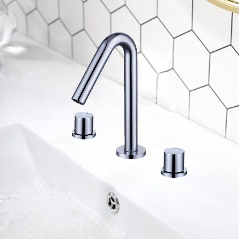 Glam Brass Widespread Bathroom Faucet 3 Hole Circular Vanity Faucet Clearhalo 'Bathroom Remodel & Bathroom Fixtures' 'Bathroom Sink Faucets' 'Bathroom Sinks & Faucet Components' 'bathroom_sink_faucets' 'Home Improvement' 'home_improvement' 'home_improvement_bathroom_sink_faucets' 1200x1200_086e962b-3dfd-412d-b671-fc8cbd8d61d9