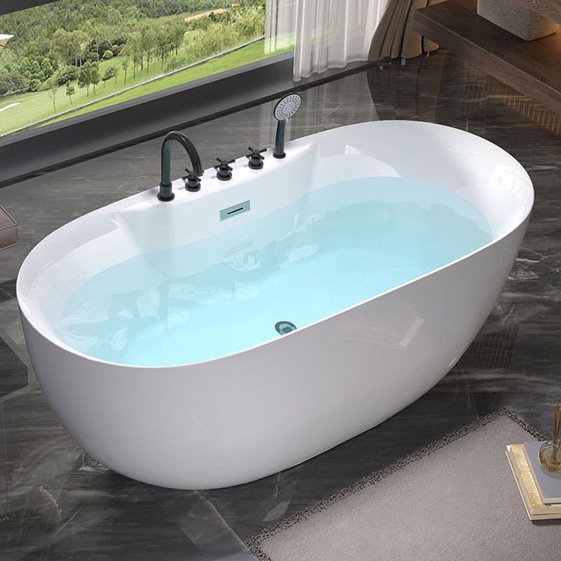 Modern White Acrylic Bathtub Freestand Soaking Bathtub with Drain Bath Tub Clearhalo 'Bathroom Remodel & Bathroom Fixtures' 'Bathtubs' 'Home Improvement' 'home_improvement' 'home_improvement_bathtubs' 'Showers & Bathtubs' 1200x1200_087b9bd4-ed13-4444-a563-c962787e92fc