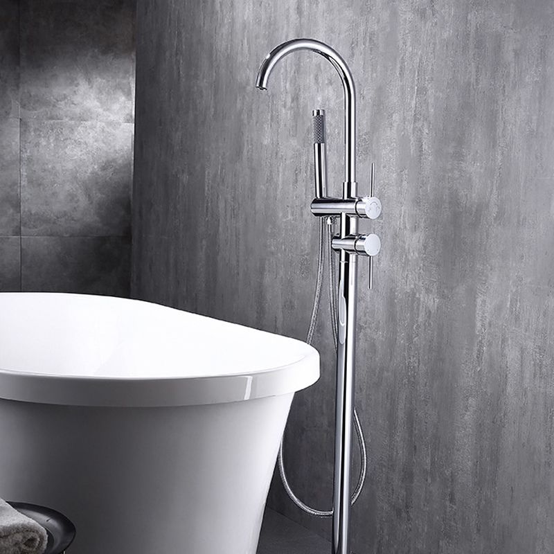 Traditional Floor Mounted Metal Freestanding Tub Filler Swivel Freestanding Faucet Clearhalo 'Bathroom Remodel & Bathroom Fixtures' 'Bathtub Faucets' 'bathtub_faucets' 'Home Improvement' 'home_improvement' 'home_improvement_bathtub_faucets' 1200x1200_0895a09d-997f-4a7d-ab09-531b6836a7fe