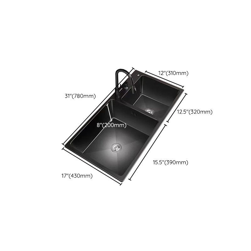 Stainless Steel Double Basin Sink Drop-In Kitchen Sink with Drain Assembly Clearhalo 'Home Improvement' 'home_improvement' 'home_improvement_kitchen_sinks' 'Kitchen Remodel & Kitchen Fixtures' 'Kitchen Sinks & Faucet Components' 'Kitchen Sinks' 'kitchen_sinks' 1200x1200_08c161b6-fe56-4ff1-8cd2-e0ad4c274467