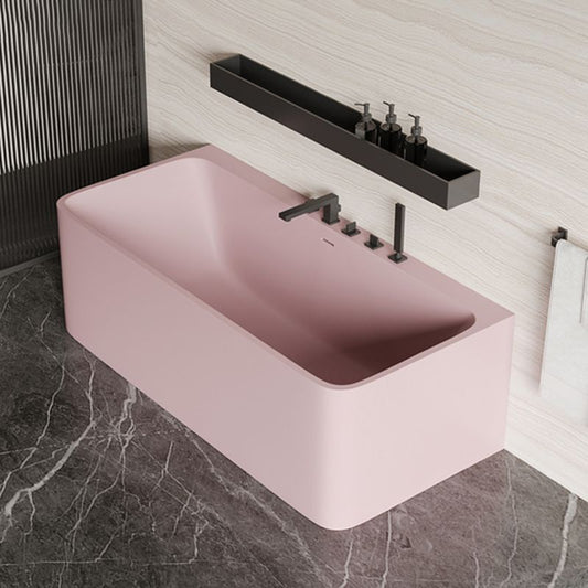 Modern Stone Soaking Bathtub Rectangle Back to Wall Bathtub With Faucet Clearhalo 'Bathroom Remodel & Bathroom Fixtures' 'Bathtubs' 'Home Improvement' 'home_improvement' 'home_improvement_bathtubs' 'Showers & Bathtubs' 1200x1200_08ea24d3-3b67-4969-ba12-a4bfd66f3048