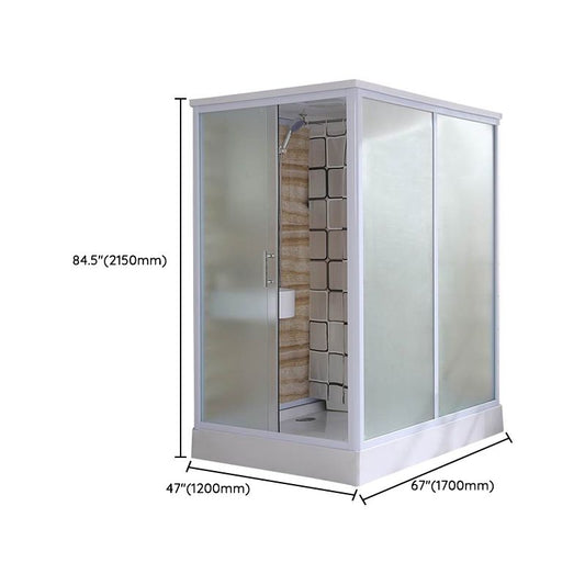 Framed Single Sliding Shower Kit Rectangle Frosted Shower Kit Clearhalo 'Bathroom Remodel & Bathroom Fixtures' 'Home Improvement' 'home_improvement' 'home_improvement_shower_stalls_enclosures' 'Shower Stalls & Enclosures' 'shower_stalls_enclosures' 'Showers & Bathtubs' 1200x1200_090d147b-3634-4fd3-951e-9b7ed93f19f0