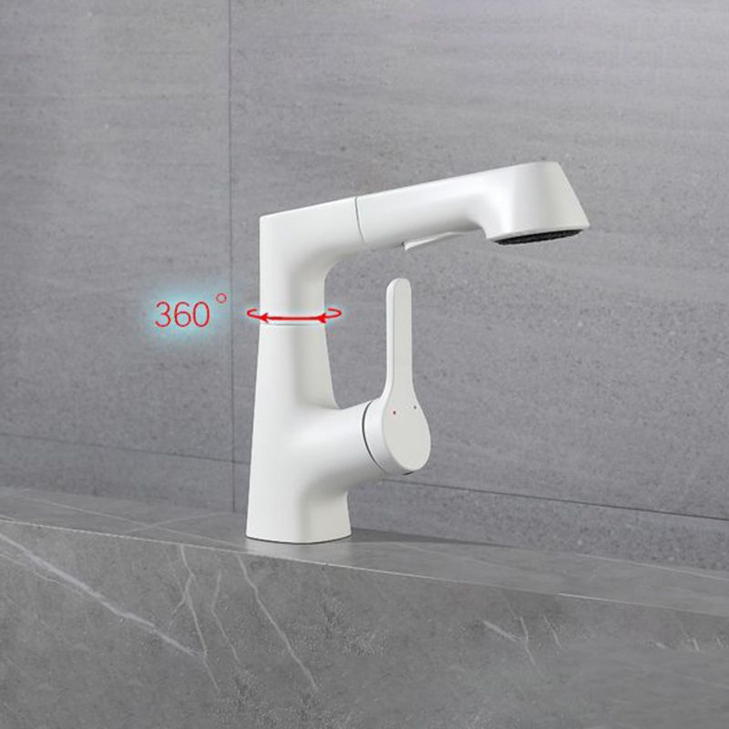 White Pull-out Bathroom Sink Faucet Hot and Cold Water Adjustable Hand Held Faucet Clearhalo 'Bathroom Remodel & Bathroom Fixtures' 'Bathroom Sink Faucets' 'Bathroom Sinks & Faucet Components' 'bathroom_sink_faucets' 'Home Improvement' 'home_improvement' 'home_improvement_bathroom_sink_faucets' 1200x1200_091f9bb0-a8f5-468b-b482-ae69142f218a