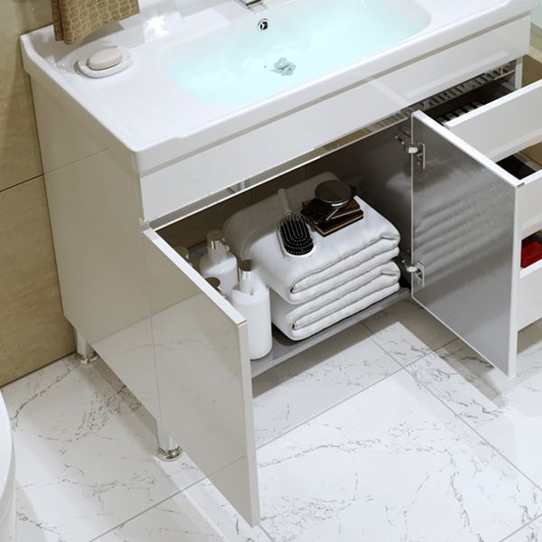 Modern Freestanding White Bathroom Sink Vanity with Faucet Sink Mirror Clearhalo 'Bathroom Remodel & Bathroom Fixtures' 'Bathroom Vanities' 'bathroom_vanities' 'Home Improvement' 'home_improvement' 'home_improvement_bathroom_vanities' 1200x1200_0944278c-66d2-4dc6-ab02-718df23c8610