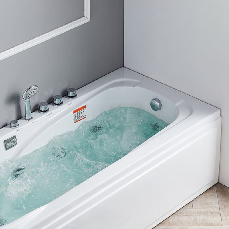 Modern Back to Wall Bathtub Rectangular White Acrylic Soaking Tub Clearhalo 'Bathroom Remodel & Bathroom Fixtures' 'Bathtubs' 'Home Improvement' 'home_improvement' 'home_improvement_bathtubs' 'Showers & Bathtubs' 1200x1200_0956d3a5-2763-43d0-804d-a19a8817a8c1