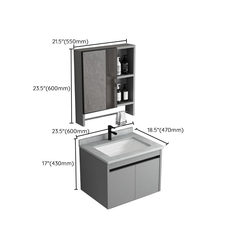 Single Sink Bathroom Vanity Modern Metal Frame Gray Rectangular Vanity Set Clearhalo 'Bathroom Remodel & Bathroom Fixtures' 'Bathroom Vanities' 'bathroom_vanities' 'Home Improvement' 'home_improvement' 'home_improvement_bathroom_vanities' 1200x1200_096011f4-d89c-4eb3-a071-49017aa8f7d4