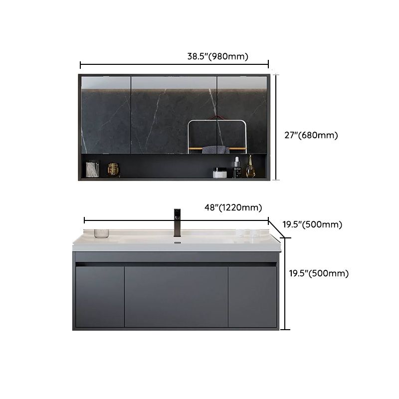 Solid Wood Grey Modern Wall Mount Open Console with Sink Set Clearhalo 'Bathroom Remodel & Bathroom Fixtures' 'Bathroom Vanities' 'bathroom_vanities' 'Home Improvement' 'home_improvement' 'home_improvement_bathroom_vanities' 1200x1200_0962f760-f708-435b-bd14-e22808769793