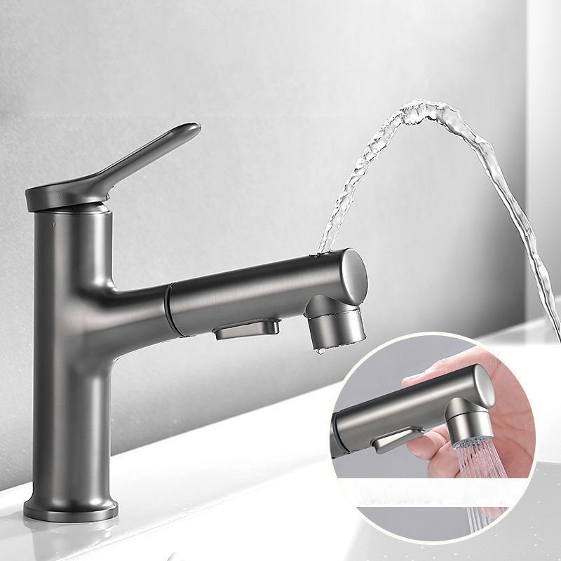 Pull-out Simple Bathroom Sink Faucet 1 Hole Single Handle Faucet Clearhalo 'Bathroom Remodel & Bathroom Fixtures' 'Bathroom Sink Faucets' 'Bathroom Sinks & Faucet Components' 'bathroom_sink_faucets' 'Home Improvement' 'home_improvement' 'home_improvement_bathroom_sink_faucets' 1200x1200_0979cdd8-7677-41fc-bf90-15710e8c1e34