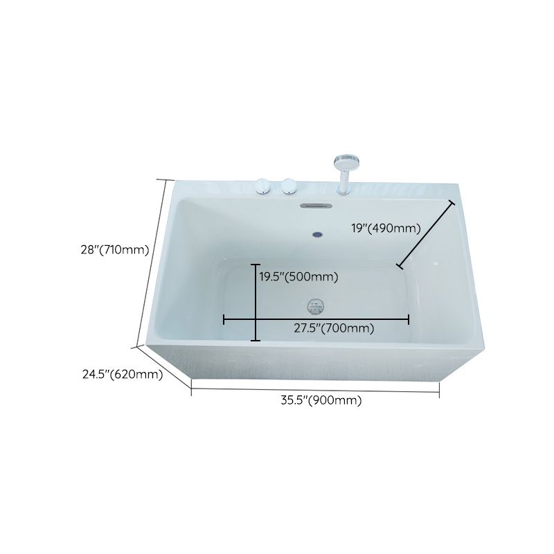 Acrylic Rectangular Back to Wall Bath Tub Freestanding Bathtub with Center Drain Clearhalo 'Bathroom Remodel & Bathroom Fixtures' 'Bathtubs' 'Home Improvement' 'home_improvement' 'home_improvement_bathtubs' 'Showers & Bathtubs' 1200x1200_0985d6d3-08cb-4f34-8976-cfa7b8d8134e