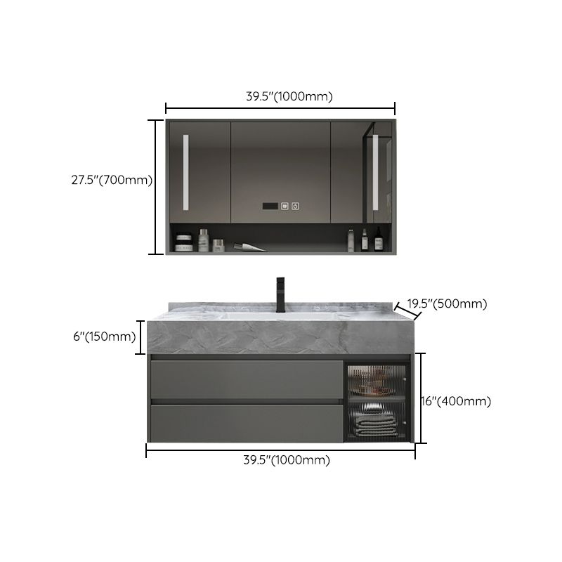 Modern Wall Mount Bath Vanity Gray Tone Vanity Cabinet with Mirror Cabinet Clearhalo 'Bathroom Remodel & Bathroom Fixtures' 'Bathroom Vanities' 'bathroom_vanities' 'Home Improvement' 'home_improvement' 'home_improvement_bathroom_vanities' 1200x1200_09ae99e4-a4d8-49d3-8f9d-8fff2bdac31d