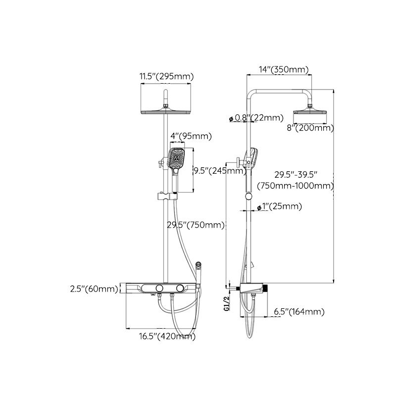 Wall Mounted Shower Head Combo Contemporary Metal Shower System Clearhalo 'Bathroom Remodel & Bathroom Fixtures' 'Home Improvement' 'home_improvement' 'home_improvement_shower_faucets' 'Shower Faucets & Systems' 'shower_faucets' 'Showers & Bathtubs Plumbing' 'Showers & Bathtubs' 1200x1200_09b682f4-c04e-4d56-949a-2ec8fa3b6561