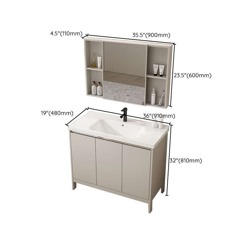 Rectangular Freestanding Bathroom Vanity Modern Gray Single-Sink Vanity Set Clearhalo 'Bathroom Remodel & Bathroom Fixtures' 'Bathroom Vanities' 'bathroom_vanities' 'Home Improvement' 'home_improvement' 'home_improvement_bathroom_vanities' 1200x1200_09c51ee8-1a15-4bce-a396-80cfef9c2659