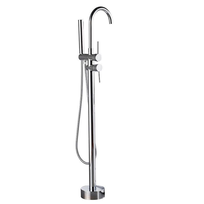 Floor Mounted Freestanding Tub Filler Single Handle Metal Freestanding Faucet Clearhalo 'Bathroom Remodel & Bathroom Fixtures' 'Bathtub Faucets' 'bathtub_faucets' 'Home Improvement' 'home_improvement' 'home_improvement_bathtub_faucets' 1200x1200_09d60147-b819-4270-977a-22b201b69be7