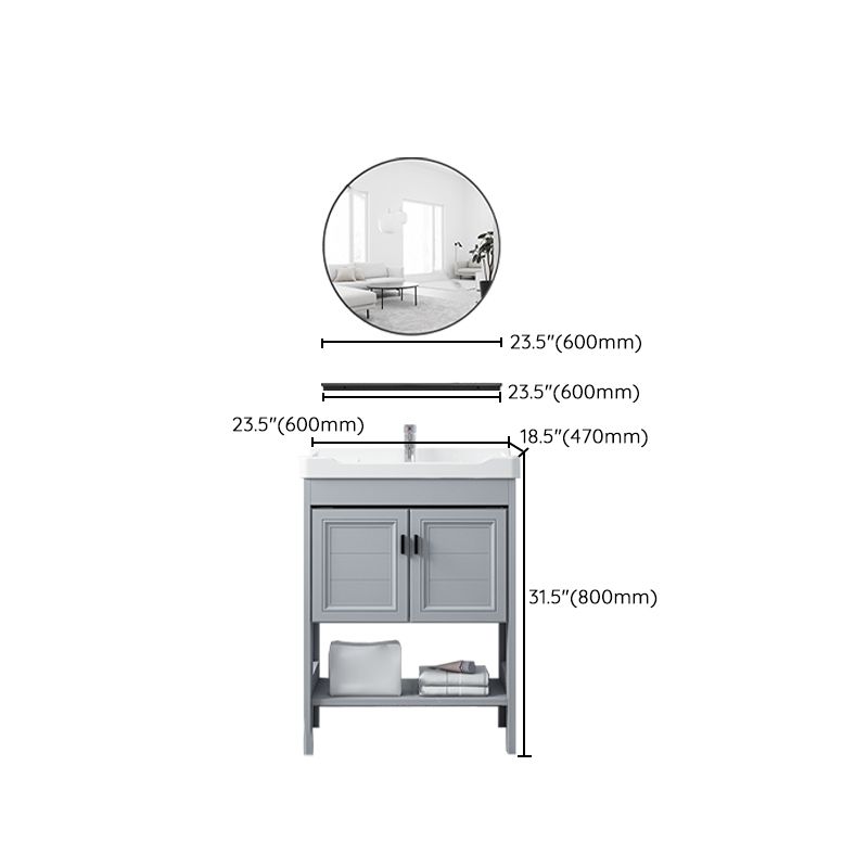 Shelving Included Vanity Grey Single Sink Mirror Freestanding Vanity with 2 Doors Clearhalo 'Bathroom Remodel & Bathroom Fixtures' 'Bathroom Vanities' 'bathroom_vanities' 'Home Improvement' 'home_improvement' 'home_improvement_bathroom_vanities' 1200x1200_09e8af79-fde4-43d2-81dd-88fa200ba235