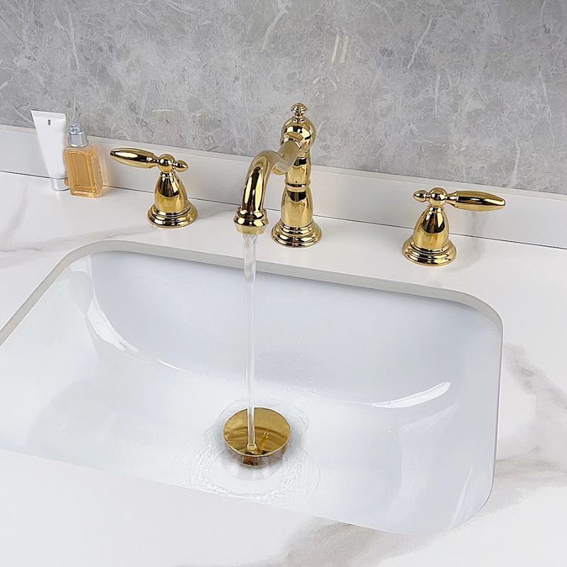 Vintage Widespread Lavatory Faucet, 2 Handle Full Brass Bathroom Vanity Faucet with Drain Clearhalo 'Bathroom Remodel & Bathroom Fixtures' 'Bathroom Sink Faucets' 'Bathroom Sinks & Faucet Components' 'bathroom_sink_faucets' 'Home Improvement' 'home_improvement' 'home_improvement_bathroom_sink_faucets' 1200x1200_09e9d87c-5b44-43c7-abba-fad58dec2ff7