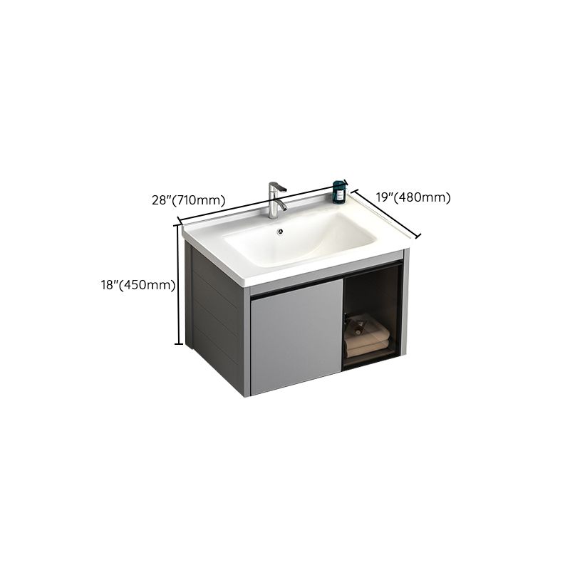 Single Bathroom Vanity Modern Gray Metal Base Wall Mount Rectangular Vanity Set Clearhalo 'Bathroom Remodel & Bathroom Fixtures' 'Bathroom Vanities' 'bathroom_vanities' 'Home Improvement' 'home_improvement' 'home_improvement_bathroom_vanities' 1200x1200_09f8a353-18e2-4356-93d0-1624c1d7c8fe