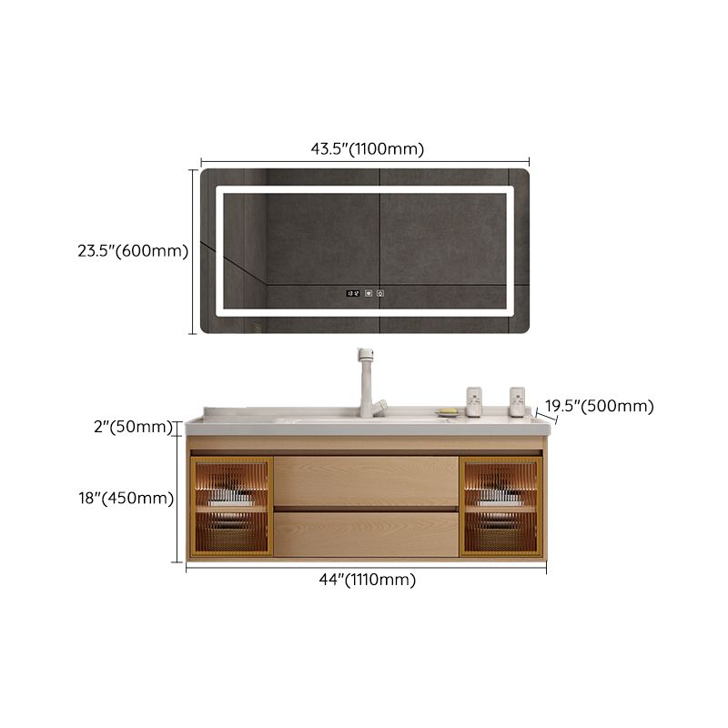 Wall Mount Vanity Mirror Single Sink Rectangle Door Wood Vanity with Drawers Clearhalo 'Bathroom Remodel & Bathroom Fixtures' 'Bathroom Vanities' 'bathroom_vanities' 'Home Improvement' 'home_improvement' 'home_improvement_bathroom_vanities' 1200x1200_0a280222-4d49-444b-a2cf-cb9fddaadacf