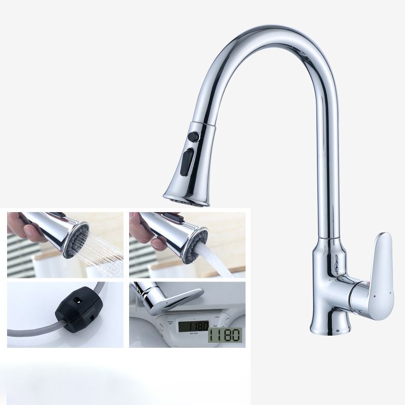 Modern Kitchen Faucet Single Handle Water Faucet with Pull out Sprayer Clearhalo 'Home Improvement' 'home_improvement' 'home_improvement_kitchen_faucets' 'Kitchen Faucets' 'Kitchen Remodel & Kitchen Fixtures' 'Kitchen Sinks & Faucet Components' 'kitchen_faucets' 1200x1200_0a4457b6-9473-495b-afee-81bc8b0ae7c2