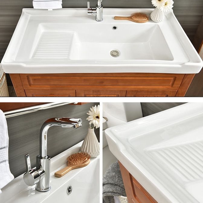 Wood Traditional Sink Vanity Freestanding Bathroom Vanity Set with Mirror Clearhalo 'Bathroom Remodel & Bathroom Fixtures' 'Bathroom Vanities' 'bathroom_vanities' 'Home Improvement' 'home_improvement' 'home_improvement_bathroom_vanities' 1200x1200_0a52a8a7-8401-4657-9bd1-ec22661fcf6a