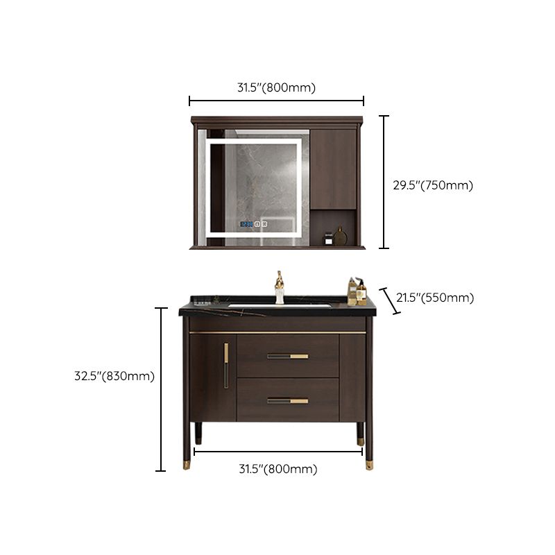 Wood Frame Bathroom Vanity Drawers Single Sink Rectangle Freestanding Vanity with Mirror Clearhalo 'Bathroom Remodel & Bathroom Fixtures' 'Bathroom Vanities' 'bathroom_vanities' 'Home Improvement' 'home_improvement' 'home_improvement_bathroom_vanities' 1200x1200_0abd6f48-cda5-4a45-a473-72a95c0831b4