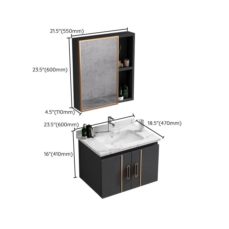 Single Glam Bathroom Vanity Dark Gray Rectangular Wall Mount Vanity Set Clearhalo 'Bathroom Remodel & Bathroom Fixtures' 'Bathroom Vanities' 'bathroom_vanities' 'Home Improvement' 'home_improvement' 'home_improvement_bathroom_vanities' 1200x1200_0ad0fcd2-e3da-4ddb-b913-a9ddd6e64d41