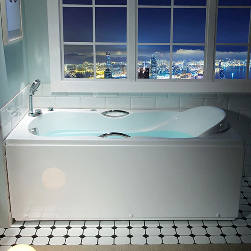 Modern Rectangular White Bathtub Back to Wall with Drain Bath Tub Clearhalo 'Bathroom Remodel & Bathroom Fixtures' 'Bathtubs' 'Home Improvement' 'home_improvement' 'home_improvement_bathtubs' 'Showers & Bathtubs' 1200x1200_0ad1d051-a2a1-420a-9fbd-60bd5ce59af3