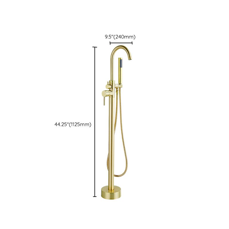 Modern Gold Bath Faucet Trim Floor Mounted High Arc Tub Faucet Clearhalo 'Bathroom Remodel & Bathroom Fixtures' 'Bathtub Faucets' 'bathtub_faucets' 'Home Improvement' 'home_improvement' 'home_improvement_bathtub_faucets' 1200x1200_0b29d979-e14e-47ec-86a2-d5bb61418784