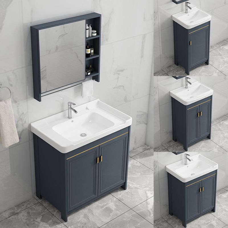 Modern Vanity Set Blue Drawer Ceramic Sink Faucet Vanity with Mirror Clearhalo 'Bathroom Remodel & Bathroom Fixtures' 'Bathroom Vanities' 'bathroom_vanities' 'Home Improvement' 'home_improvement' 'home_improvement_bathroom_vanities' 1200x1200_0b37087a-c7c2-4215-90bd-5b18ae2bff0c