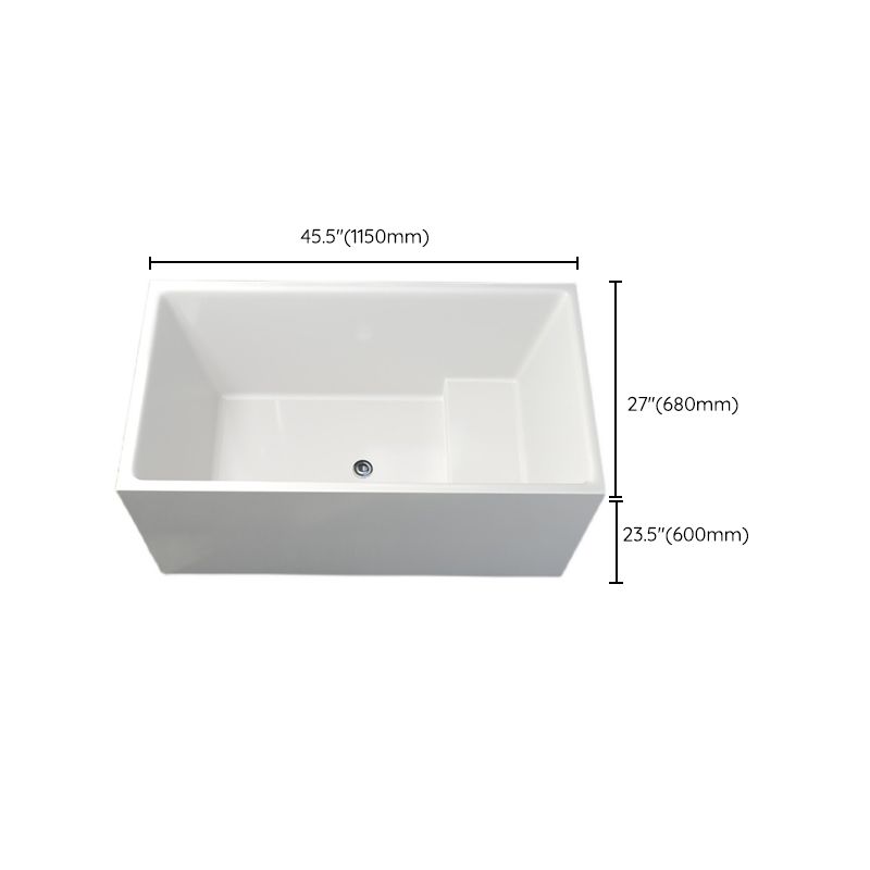 Contemporary Soaking Freestanding Bathtub Acrylic Rectangular with Center Drain Clearhalo 'Bathroom Remodel & Bathroom Fixtures' 'Bathtubs' 'Home Improvement' 'home_improvement' 'home_improvement_bathtubs' 'Showers & Bathtubs' 1200x1200_0b3c9c17-3f30-4ac8-ac98-ca186958517a