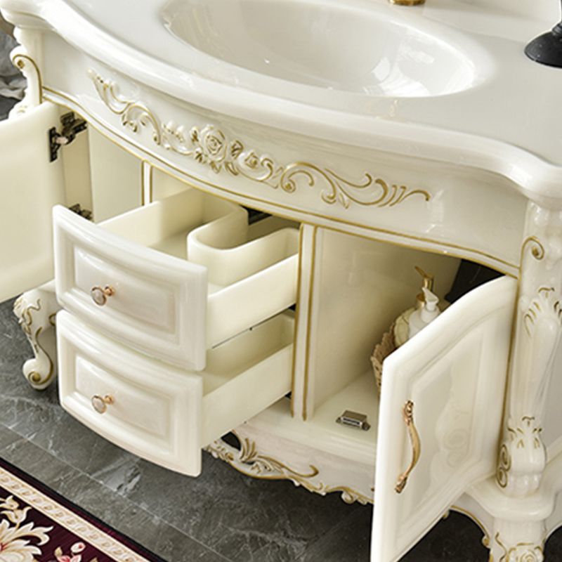 Luxury Bathroom Vanity Set Single Sink Drawers 2 Doors Bathroom Vanity with Mirror Clearhalo 'Bathroom Remodel & Bathroom Fixtures' 'Bathroom Vanities' 'bathroom_vanities' 'Home Improvement' 'home_improvement' 'home_improvement_bathroom_vanities' 1200x1200_0b5767d6-acd2-43bc-afd6-ff0557c48f7c