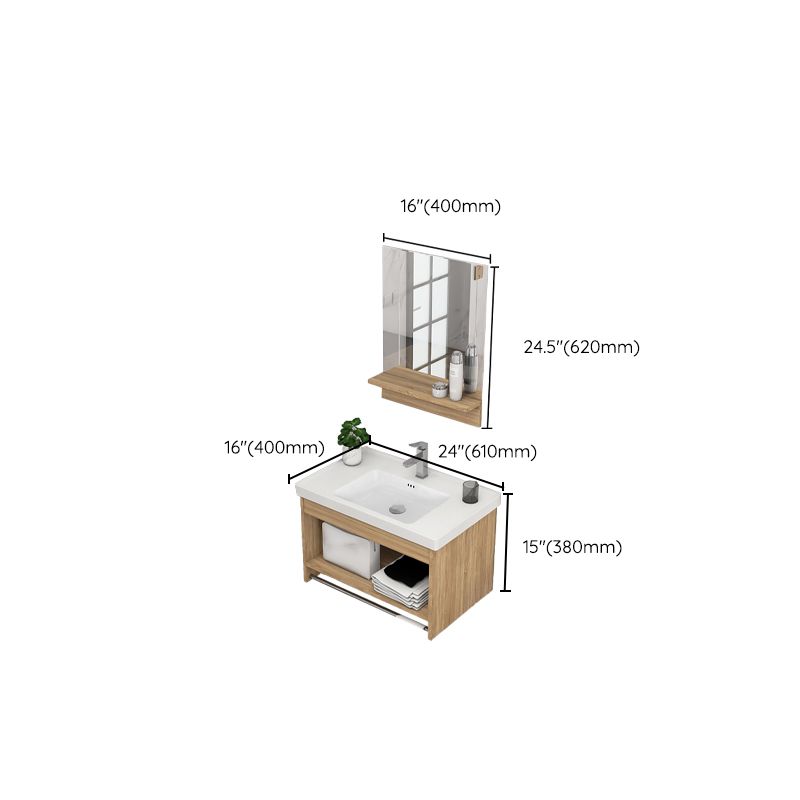 Modern Sink Vanity Rectangular Ceramic Top Single Wall Mount Vanity Clearhalo 'Bathroom Remodel & Bathroom Fixtures' 'Bathroom Vanities' 'bathroom_vanities' 'Home Improvement' 'home_improvement' 'home_improvement_bathroom_vanities' 1200x1200_0b6d59f8-e76a-43e6-9df3-e910647b3f2e