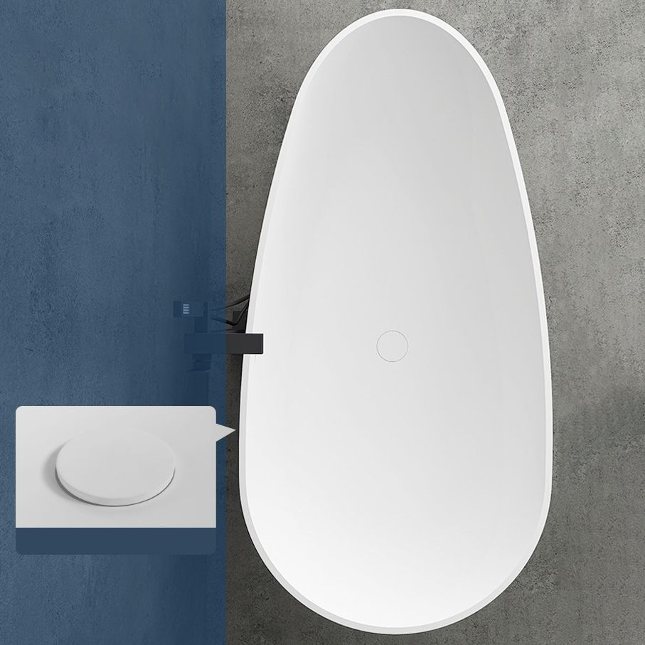 Soaking Stand Alone Tub with Drain Bathroom White Stone Bathtub Clearhalo 'Bathroom Remodel & Bathroom Fixtures' 'Bathtubs' 'Home Improvement' 'home_improvement' 'home_improvement_bathtubs' 'Showers & Bathtubs' 1200x1200_0b766362-b3e1-4efd-a537-a242bee91e09