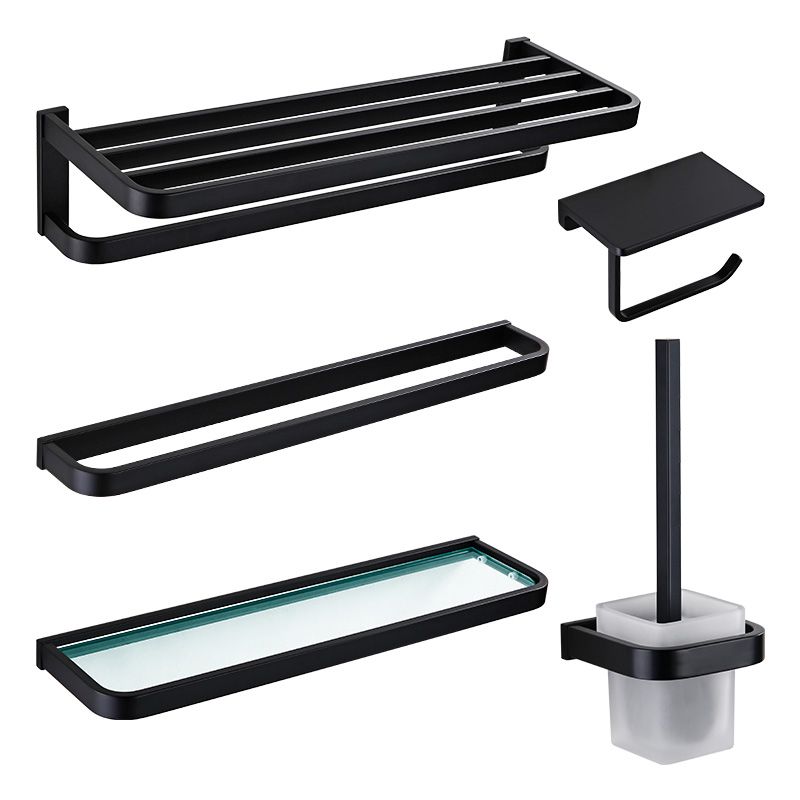 Contemporary Style Black Bathroom Accessory Set Metal Towel Bar Clearhalo 'Bathroom Hardware Sets' 'Bathroom Hardware' 'Bathroom Remodel & Bathroom Fixtures' 'bathroom_hardware_sets' 'Home Improvement' 'home_improvement' 'home_improvement_bathroom_hardware_sets' 1200x1200_0b842c4f-2cf9-4f6d-91a2-89ee38f3dbeb