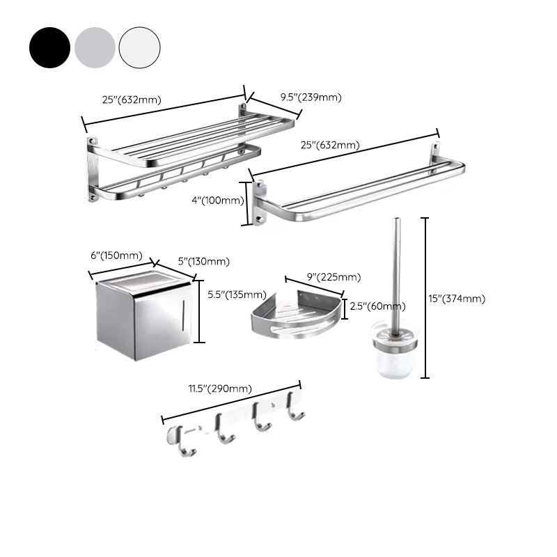 Modern Bathroom Accessory Kit Paper Holder Bath Shelf Bath Hardware Set Clearhalo 'Bathroom Hardware Sets' 'Bathroom Hardware' 'Bathroom Remodel & Bathroom Fixtures' 'bathroom_hardware_sets' 'Home Improvement' 'home_improvement' 'home_improvement_bathroom_hardware_sets' 1200x1200_0b9559ed-ce47-4e34-aad0-9d351c3bd6e8