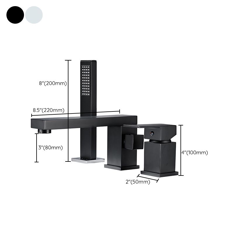 Modern Deck Mounted Metal Freestanding Tub Filler Low Arc Freestanding Faucet with Hose Clearhalo 'Bathroom Remodel & Bathroom Fixtures' 'Bathtub Faucets' 'bathtub_faucets' 'Home Improvement' 'home_improvement' 'home_improvement_bathtub_faucets' 1200x1200_0bae5f65-71eb-48d0-867d-5bcb6441d30d