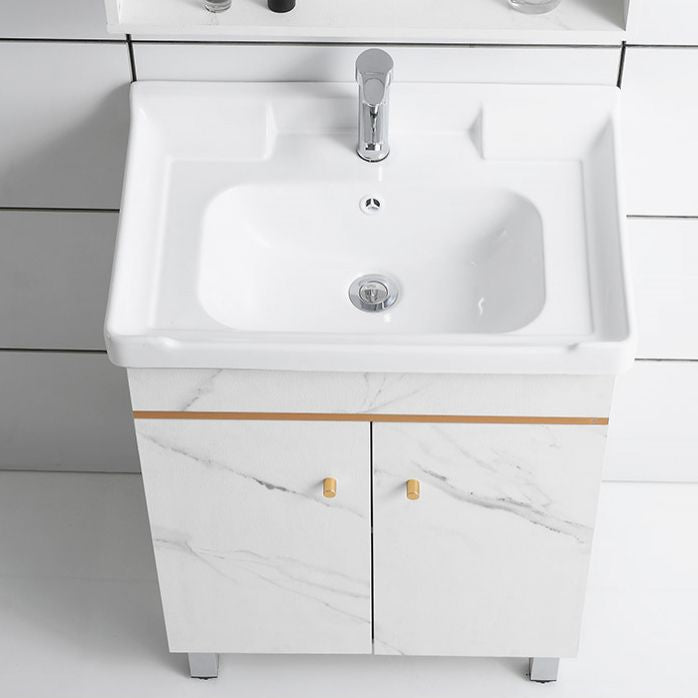 Modern Single Sink Bathroom Vanity White Ceramic Top Rectangular Vanity Set Clearhalo 'Bathroom Remodel & Bathroom Fixtures' 'Bathroom Vanities' 'bathroom_vanities' 'Home Improvement' 'home_improvement' 'home_improvement_bathroom_vanities' 1200x1200_0bc197f7-14f7-4699-962b-e151282222a5