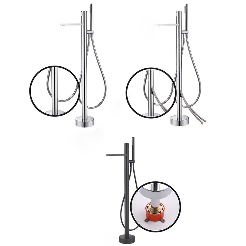 Floor Mounted Metal Freestanding Tub Filler Single Handle Freestanding Tub Filler Trim Clearhalo 'Bathroom Remodel & Bathroom Fixtures' 'Bathtub Faucets' 'bathtub_faucets' 'Home Improvement' 'home_improvement' 'home_improvement_bathtub_faucets' 1200x1200_0bdf951d-292f-47a0-b977-b1fd03e63251