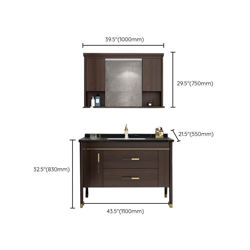 Wood Frame Bathroom Vanity Drawers Single Sink Rectangle Freestanding Vanity with Mirror Clearhalo 'Bathroom Remodel & Bathroom Fixtures' 'Bathroom Vanities' 'bathroom_vanities' 'Home Improvement' 'home_improvement' 'home_improvement_bathroom_vanities' 1200x1200_0bedc91f-9fd8-41ce-8370-5acd64e0afd5