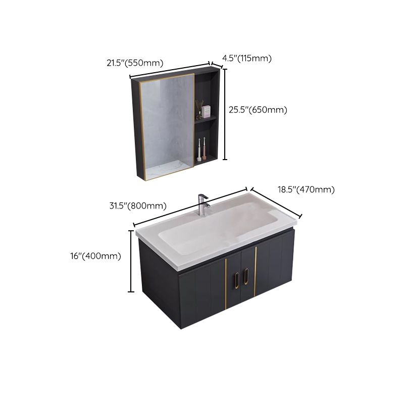 Glam Single Wall Mount Sink Vanity Gray Metal Base Rectangular Vanity Set Clearhalo 'Bathroom Remodel & Bathroom Fixtures' 'Bathroom Vanities' 'bathroom_vanities' 'Home Improvement' 'home_improvement' 'home_improvement_bathroom_vanities' 1200x1200_0c01c78b-3d54-4b80-a671-5b6132cc3d89