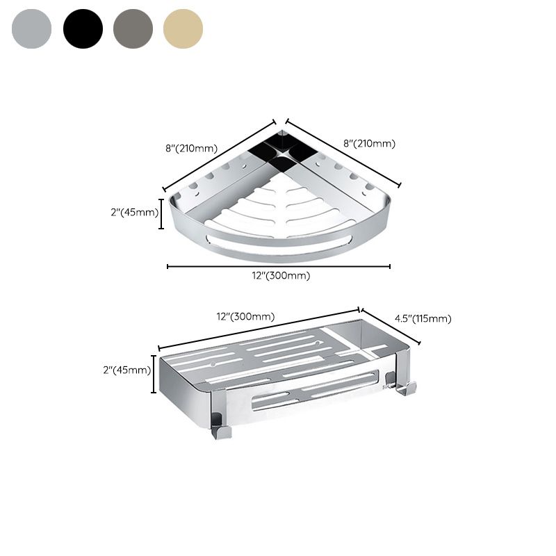 Contemporary 2/3-Piece Bathroom Accessory Set Geometric Bath Shelf in Stainless Steel Clearhalo 'Bathroom Hardware Sets' 'Bathroom Hardware' 'Bathroom Remodel & Bathroom Fixtures' 'bathroom_hardware_sets' 'Home Improvement' 'home_improvement' 'home_improvement_bathroom_hardware_sets' 1200x1200_0c10c987-d9f1-4641-a5e6-96237dfd66f4