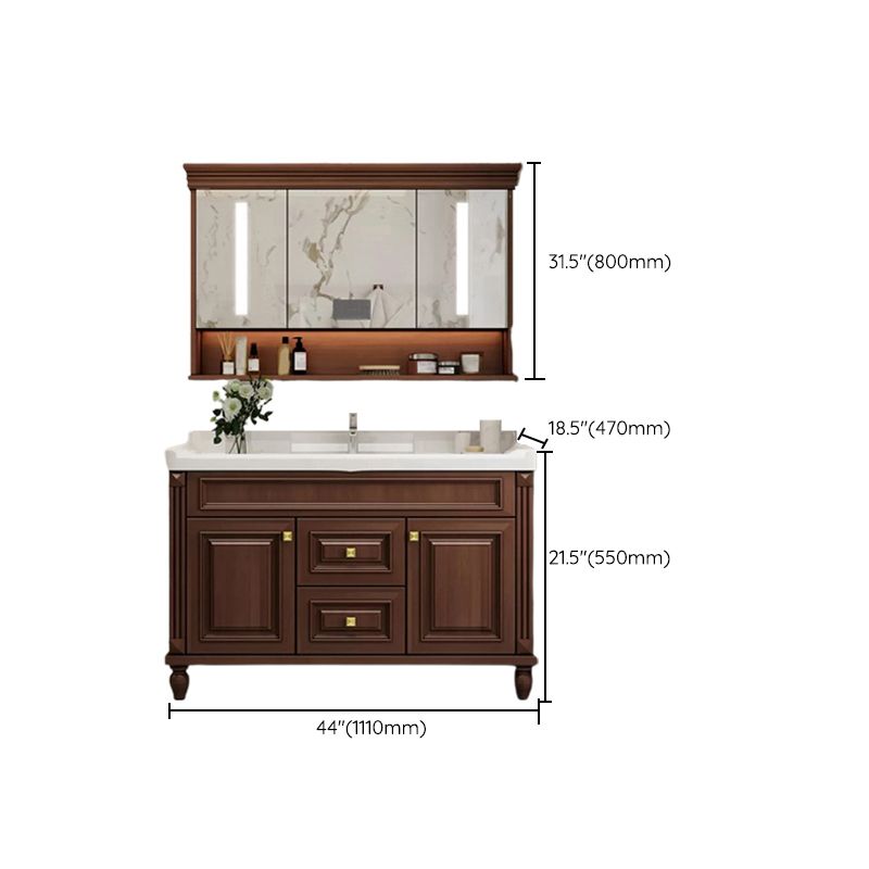 Bathroom Vanity Set Mirror Storage Shelf Ceramic Sink 2 Doors Sink Vanity with Faucet Clearhalo 'Bathroom Remodel & Bathroom Fixtures' 'Bathroom Vanities' 'bathroom_vanities' 'Home Improvement' 'home_improvement' 'home_improvement_bathroom_vanities' 1200x1200_0c225680-c8c7-483b-8acb-83c322da0431