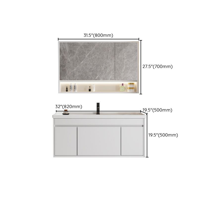 Rectangular Bathroom Vanity Single-Sink Modern White Wall Mount Vanity Set Clearhalo 'Bathroom Remodel & Bathroom Fixtures' 'Bathroom Vanities' 'bathroom_vanities' 'Home Improvement' 'home_improvement' 'home_improvement_bathroom_vanities' 1200x1200_0c34905c-40cc-49d4-8b13-4eb52d44d7e4