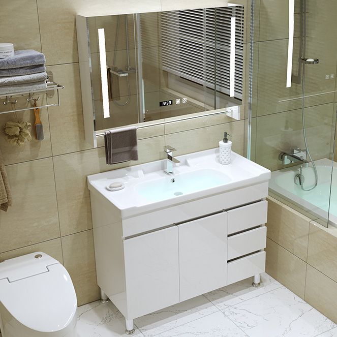 Modern Freestanding White Bathroom Sink Vanity with Faucet Sink Mirror Clearhalo 'Bathroom Remodel & Bathroom Fixtures' 'Bathroom Vanities' 'bathroom_vanities' 'Home Improvement' 'home_improvement' 'home_improvement_bathroom_vanities' 1200x1200_0c3bba10-9db3-42df-b36d-6a127699ef98